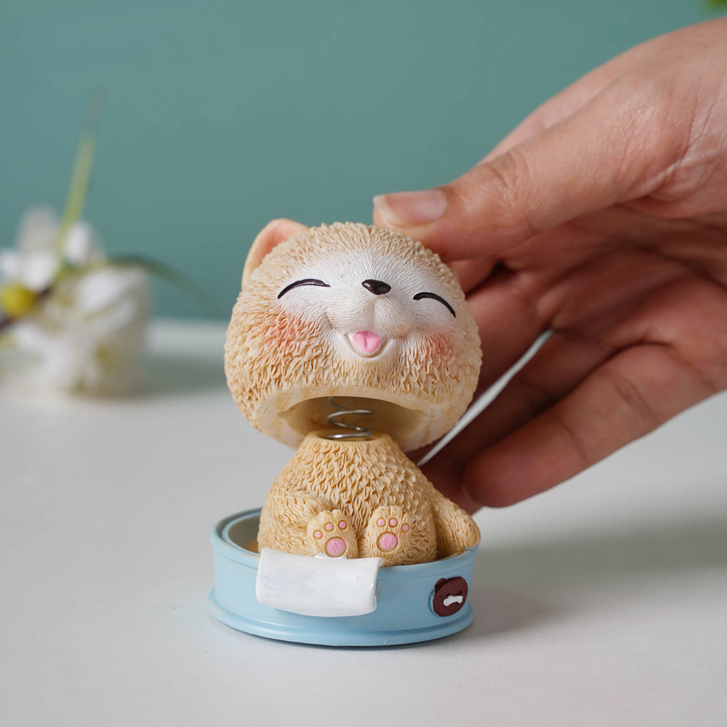 Puppy In A Tub Bobble Head Resin Showpiece Nestasia