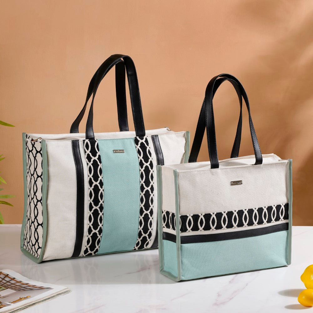 Eco-friendly Carryall Tote Bag Mint Set Of 2 Nestasia