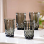 Embossed Drinking Glass Set of 4 Nestasia