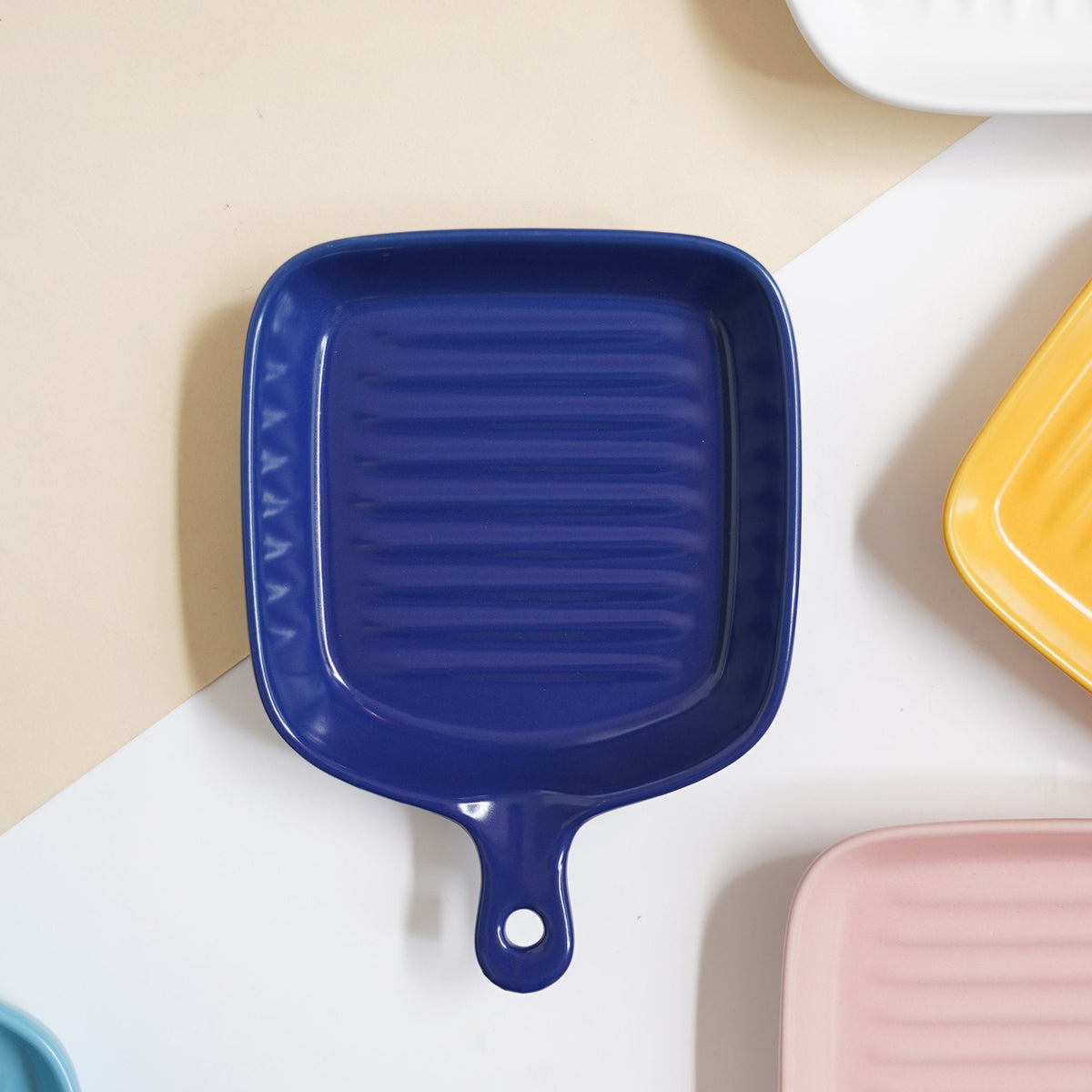 Dark Blue Ceramic Grill Plate Nestasia