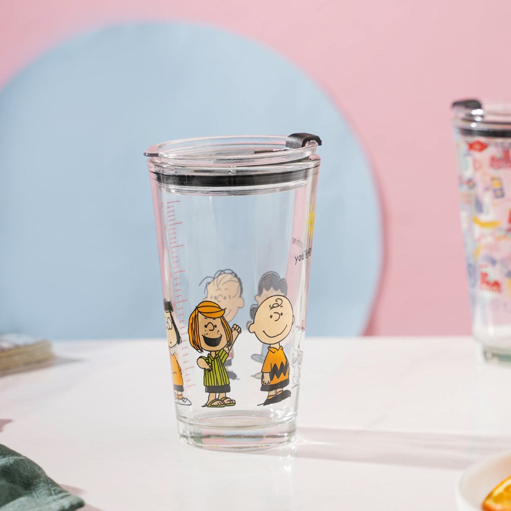 Sunshine Glass Tumbler Large With Lid 350 ml Nestasia