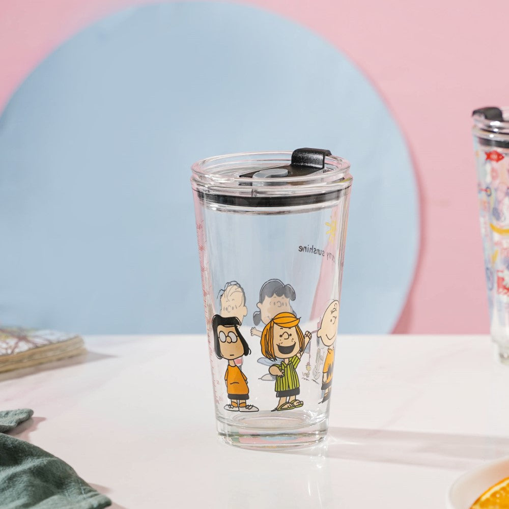 Sunshine Glass Tumbler Large With Lid 350 ml Nestasia