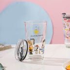 Sunshine Glass Tumbler Large With Lid 350 ml Nestasia