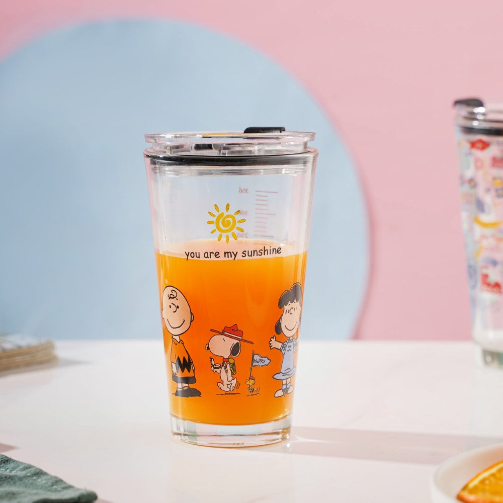 Sunshine Glass Tumbler Large With Lid 350 ml Nestasia