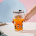 Sunshine Glass Tumbler Large With Lid 350 ml Nestasia