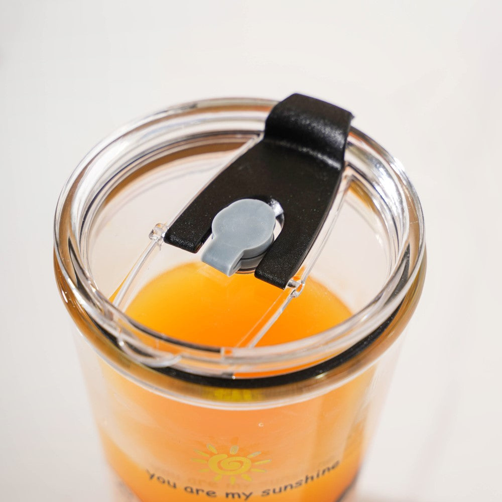Sunshine Glass Tumbler Large With Lid 350 ml Nestasia