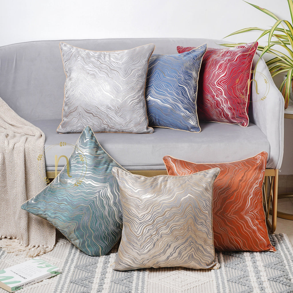 Luxury Embroidered Cushion Cover White Set of 2 17x17 Inch Nestasia