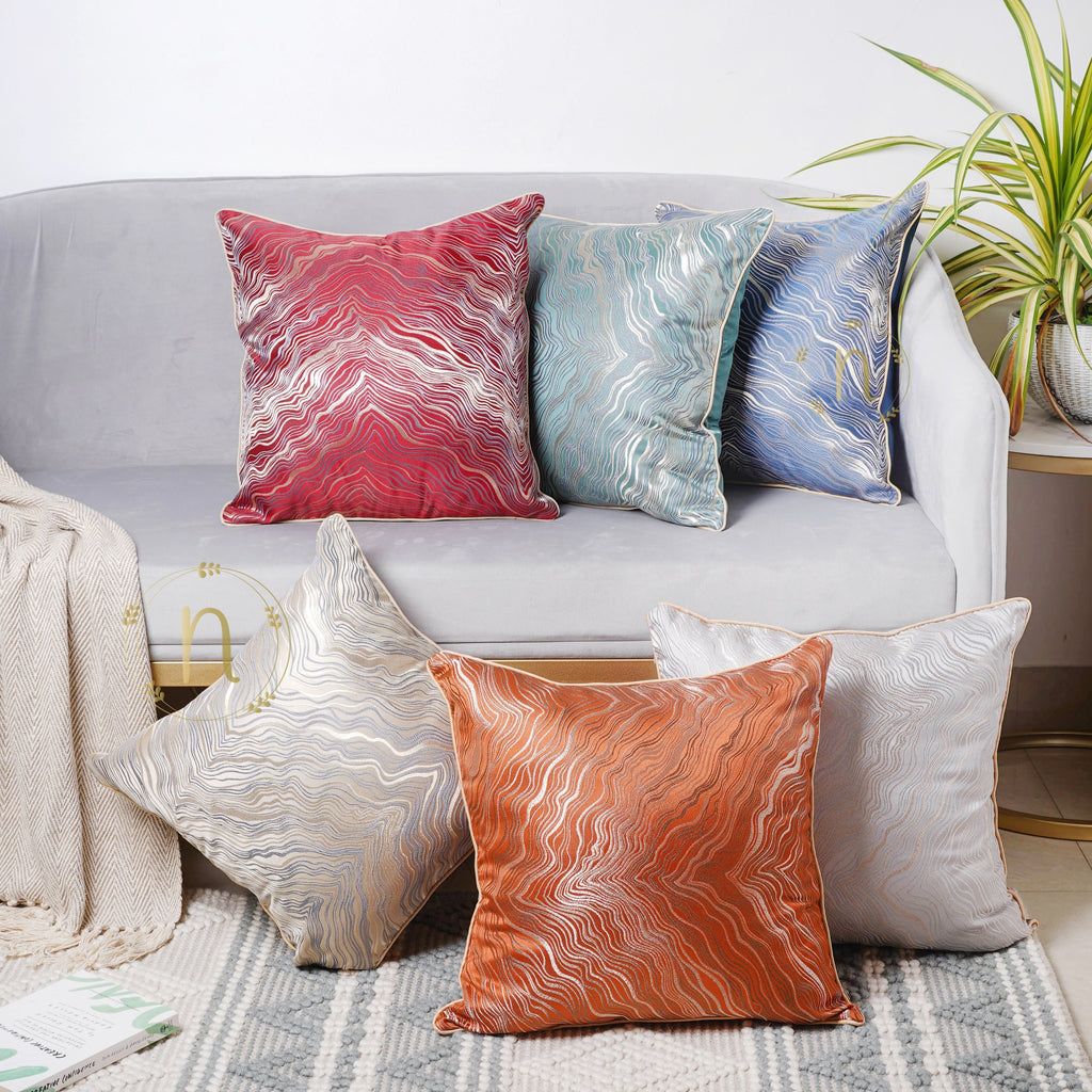 Luxury Embroidered Cushion Cover White Set of 2 17x17 Inch Nestasia