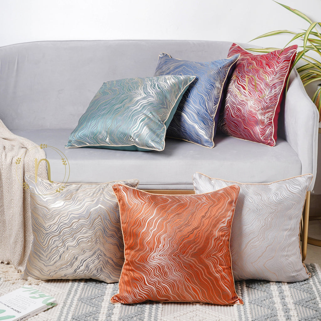 Luxury Embroidered Cushion Cover White Set of 2 17x17 Inch Nestasia