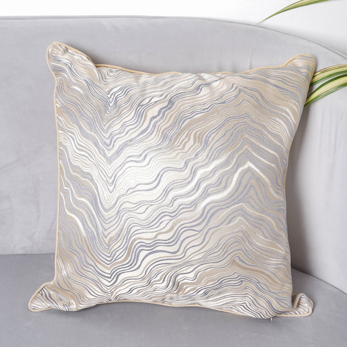 Luxury Embroidered Cushion Cover White Set of 2 17x17 Inch Nestasia