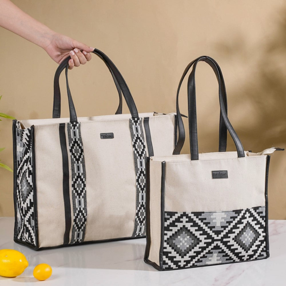 Nahua Canvas Magazine Tote Bag Set Of 2 Nestasia
