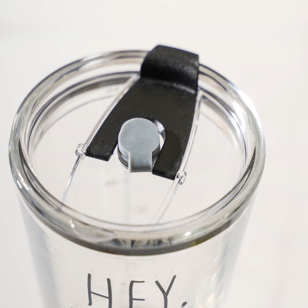 Motivational Text Glass Tumbler With Silicone Lid 400 ml Nestasia