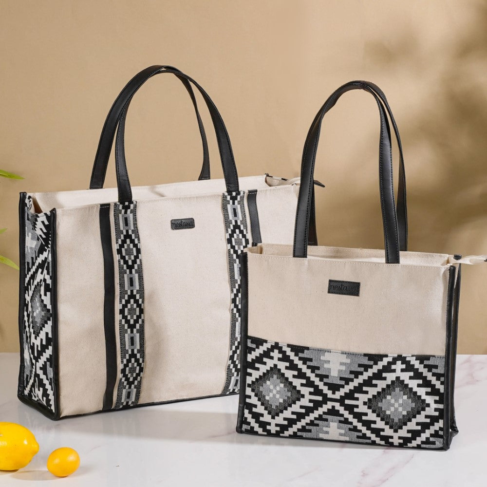 Nahua Canvas Magazine Tote Bag Set Of 2 Nestasia