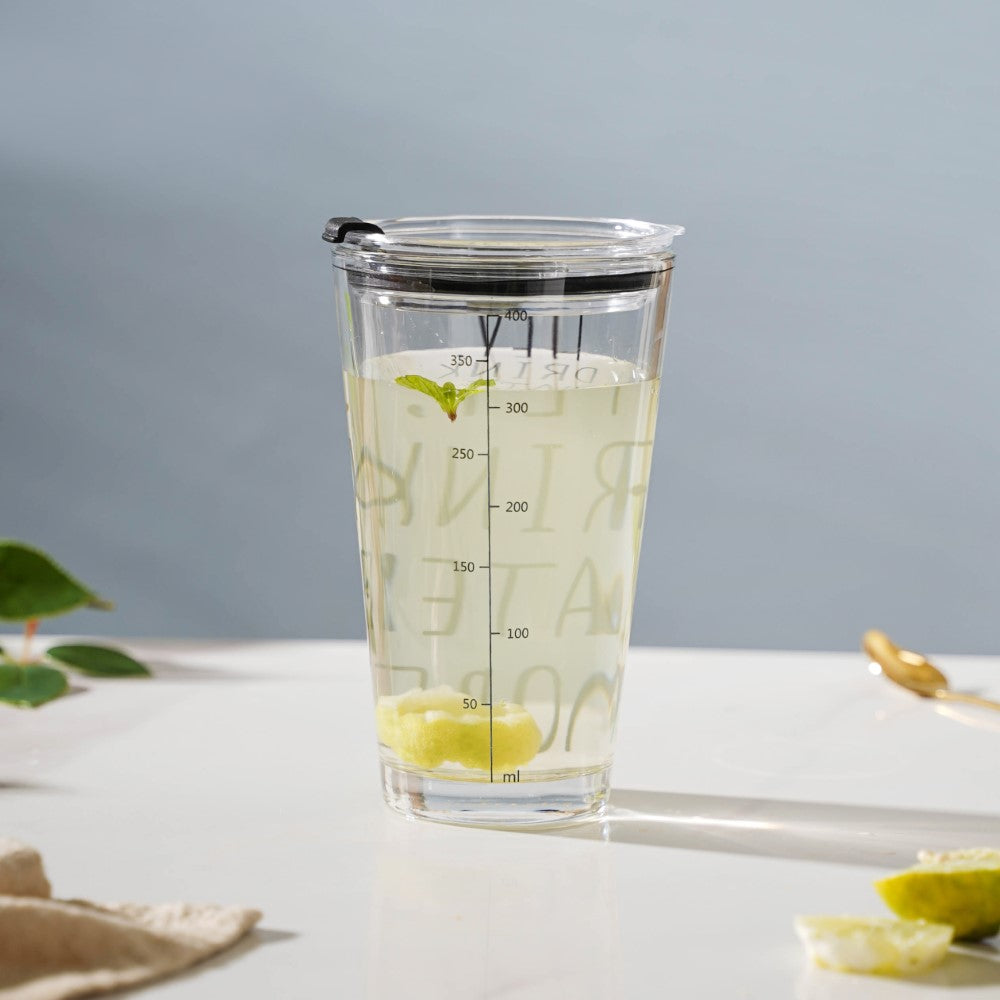 Motivational Text Glass Tumbler With Silicone Lid 400 ml Nestasia