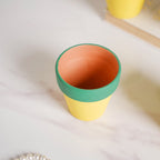 Green Rim Yellow Clay Pot Set Of 4 Nestasia