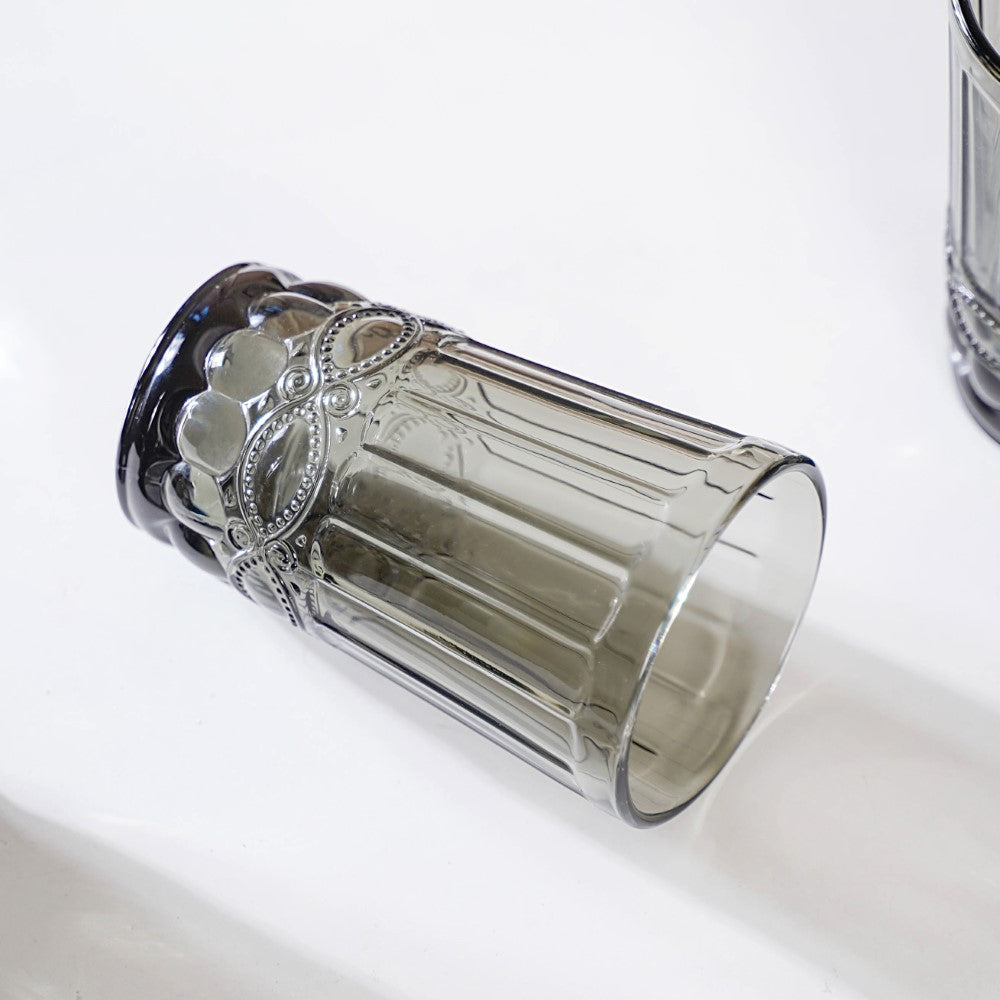 Embossed Drinking Glass Set of 4 Nestasia