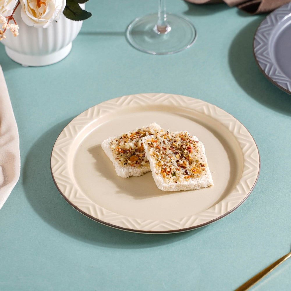 Serenity Snack Plate Beige 8 Inch Nestasia