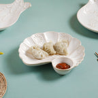 White Shell Ceramic Snack Plate 8 Inch Nestasia