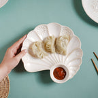 White Shell Ceramic Snack Plate 8 Inch Nestasia
