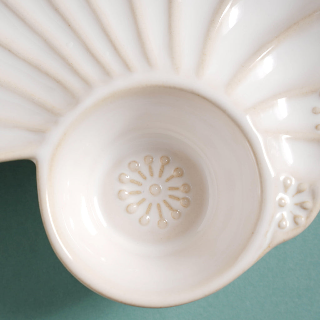 White Shell Ceramic Snack Plate 8 Inch Nestasia