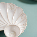 White Shell Ceramic Snack Plate 8 Inch Nestasia