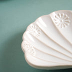 White Shell Ceramic Snack Plate 8 Inch Nestasia