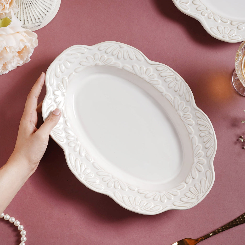 Faye Oval Ceramic Platter 13 Inch Nestasia