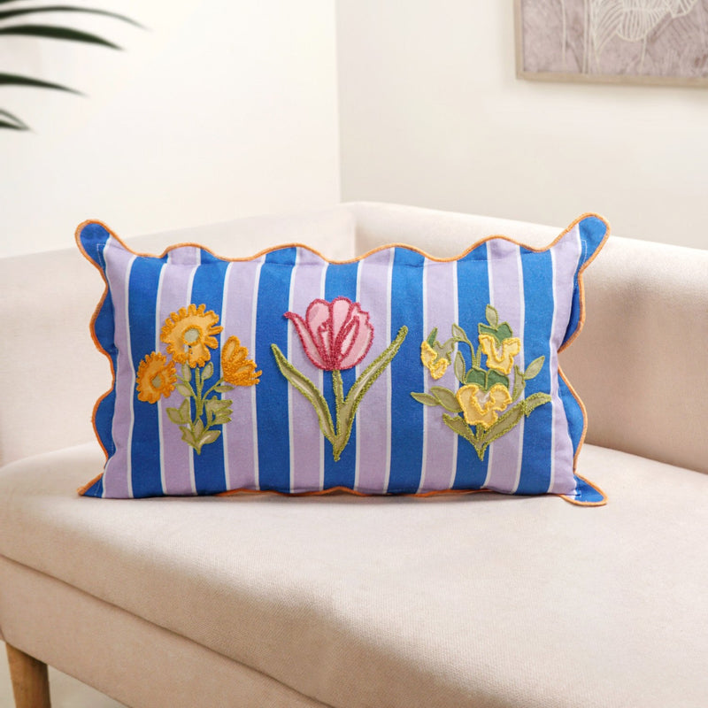 Bloom Era Striped Cotton Cushion Cover 50x30cm Nestasia