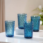 Blue Embossed Drinkware Set of 4 Nestasia