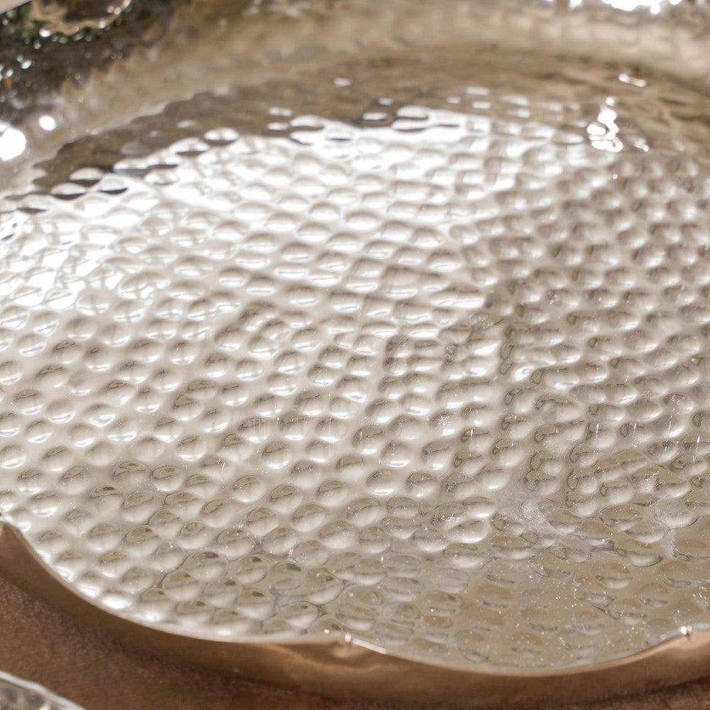 Silver Urli Tray With Flower Shape Set Of 2 Nestasia