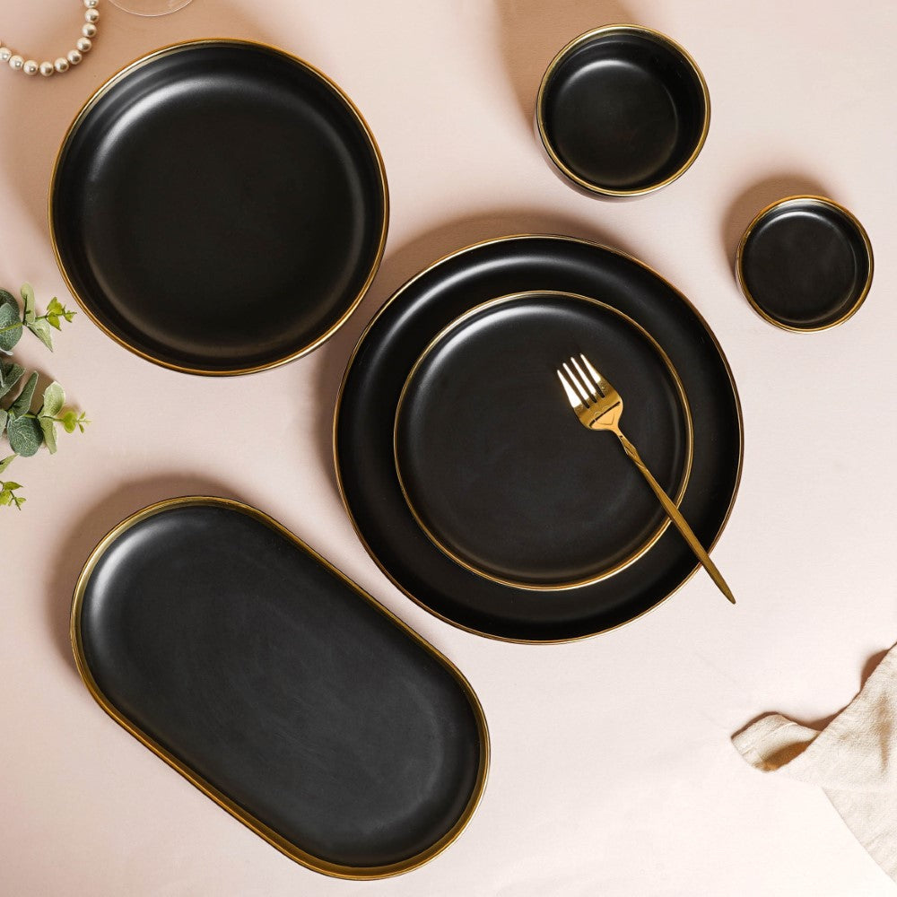 VERA Ceramic Appetizer Plate Black 7 Inch Nestasia