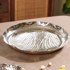 Silver Urli Tray With Flower Shape Set Of 2 Nestasia