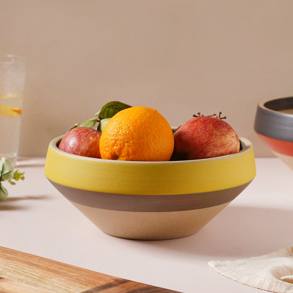Soboku Grey And Yellow Large Serving Bowl 7.5 Inch 1.3 L Nestasia