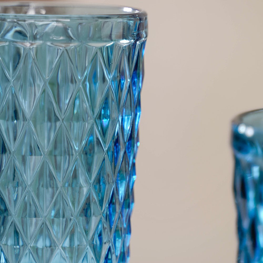 Blue Embossed Drinkware Set of 4 Nestasia