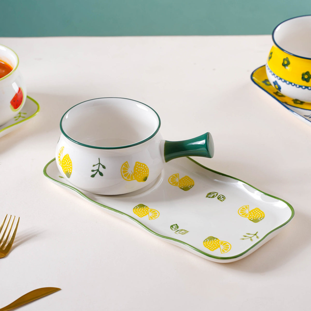 Printed Pot and Plate Set Nestasia