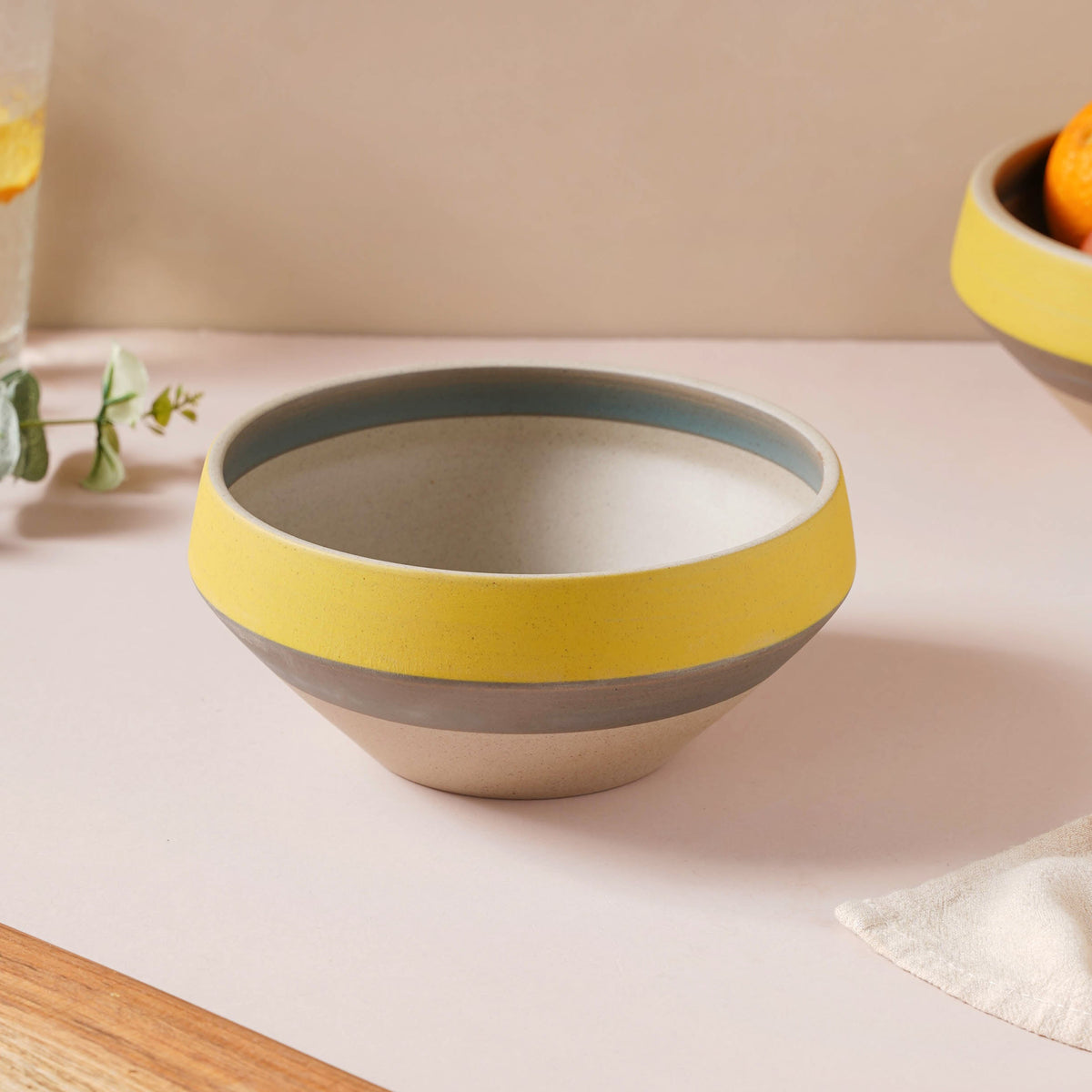 Soboku Grey And Yellow Small Serving Bowl 6.5 Inch 1 L Nestasia