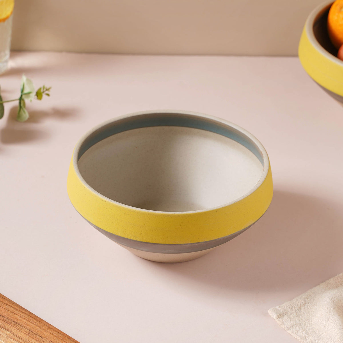 Soboku Grey And Yellow Small Serving Bowl 6.5 Inch 1 L Nestasia
