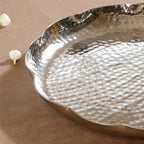 Silver Urli Tray With Flower Shape Set Of 2 Nestasia