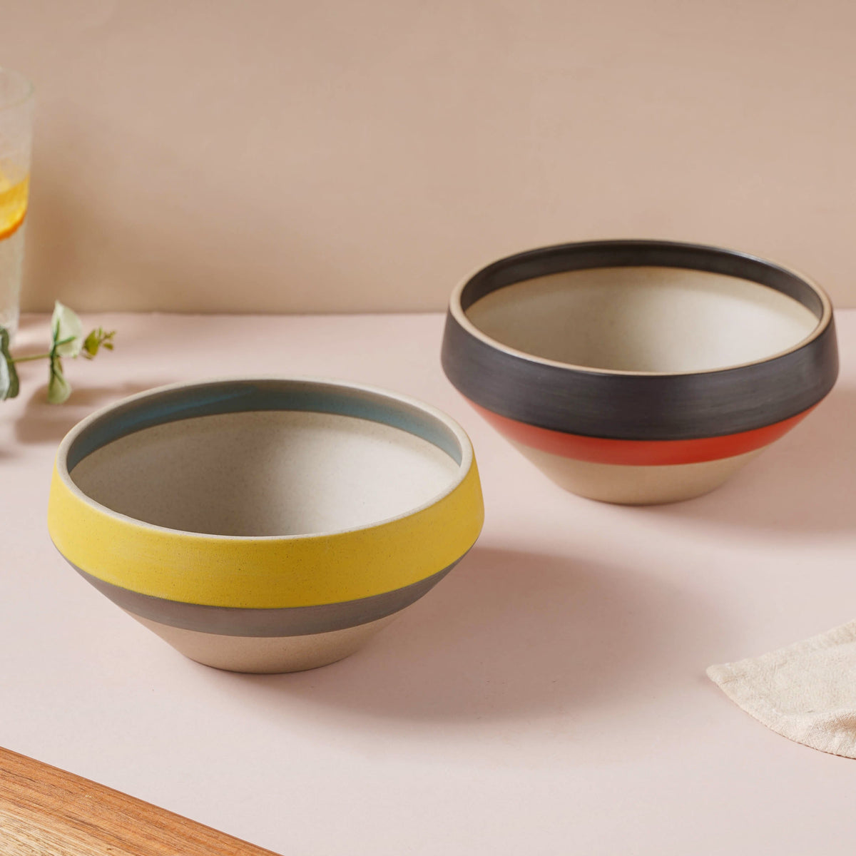 Soboku Grey And Yellow Small Serving Bowl 6.5 Inch 1 L Nestasia