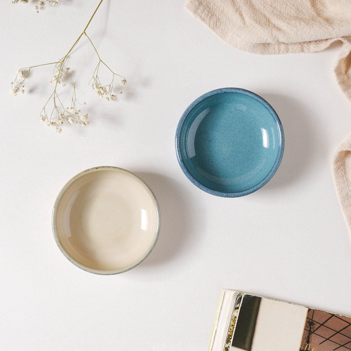 Glazed Ceramic Beige Dip Bowl 50 ml Nestasia