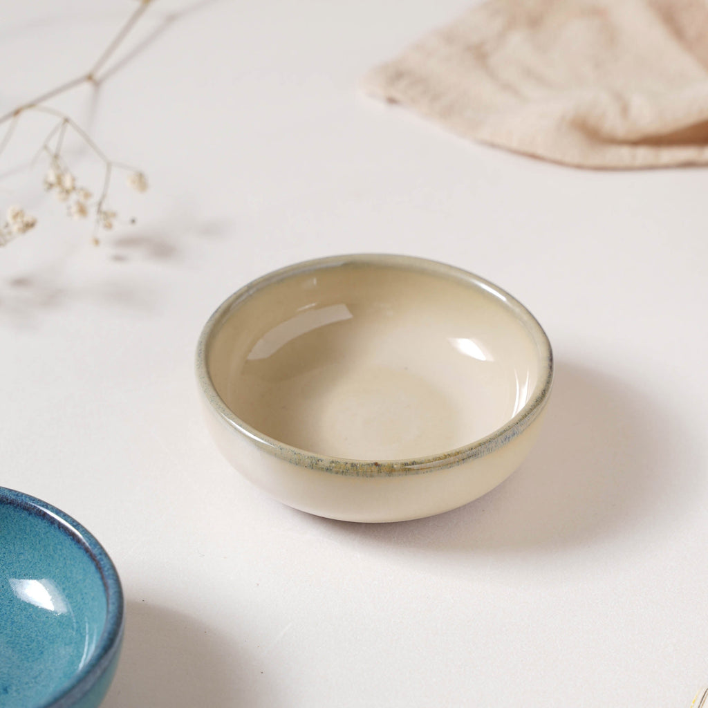 Glazed Ceramic Beige Dip Bowl 50 ml Nestasia