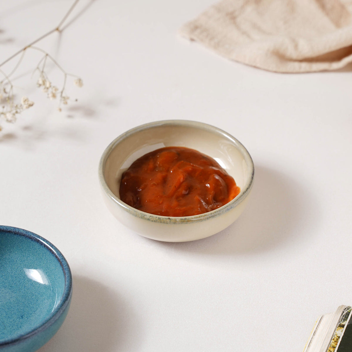 Glazed Ceramic Beige Dip Bowl 50 ml Nestasia
