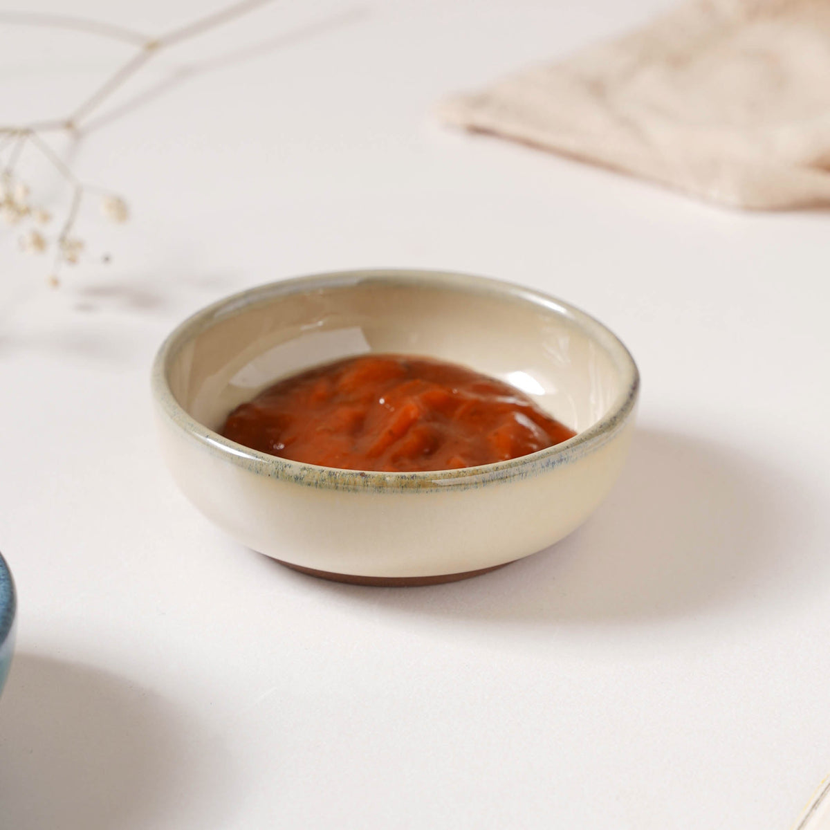 Glazed Ceramic Beige Dip Bowl 50 ml Nestasia