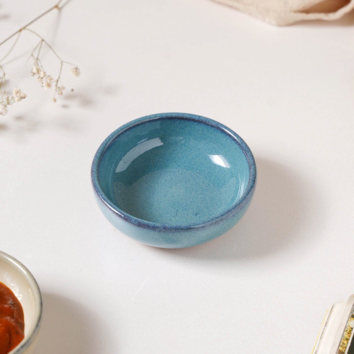 Glazed Ceramic Blue Dip Bowl 50 ml Nestasia