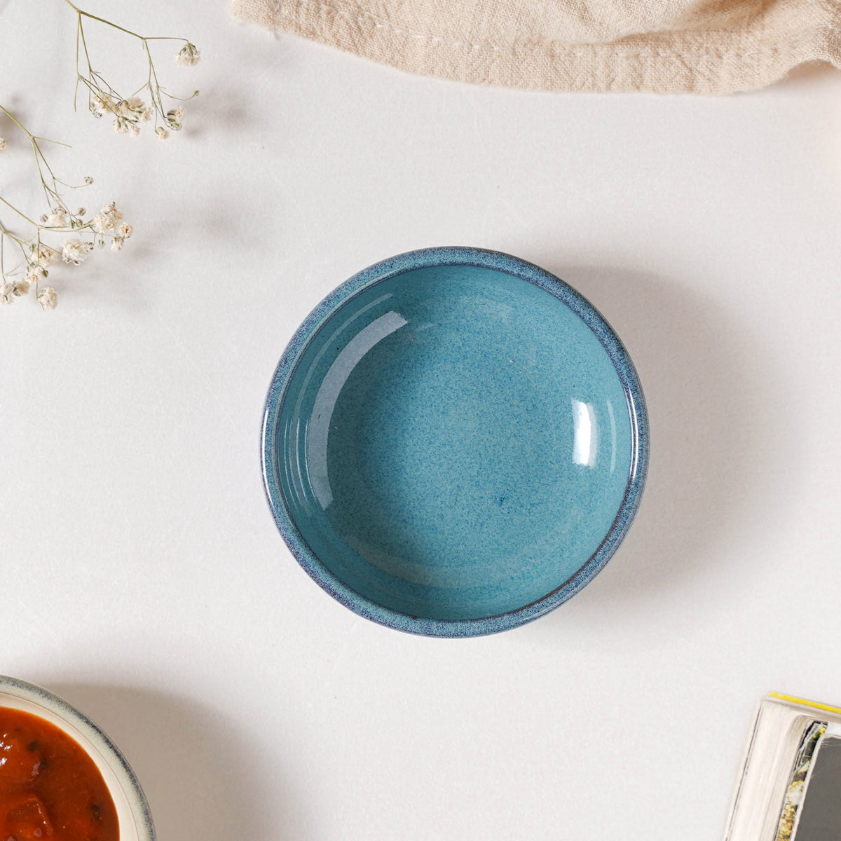 Glazed Ceramic Blue Dip Bowl 50 ml Nestasia