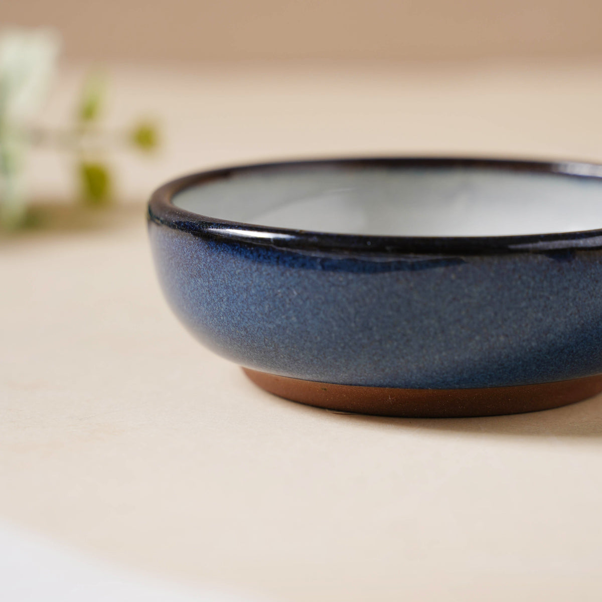 Glazed Ceramic Grey And Blue Dip Bowl 50 ml Nestasia