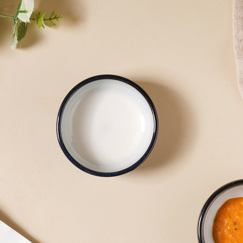 Glazed Ceramic Grey And Blue Dip Bowl 50 ml Nestasia