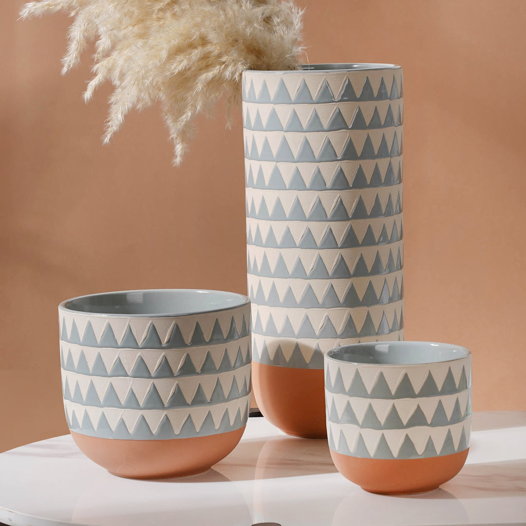 Chevron Pottery Vase Nestasia