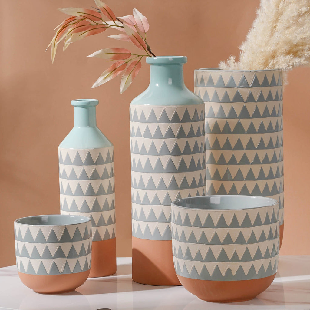 Chevron Pottery Vase Nestasia