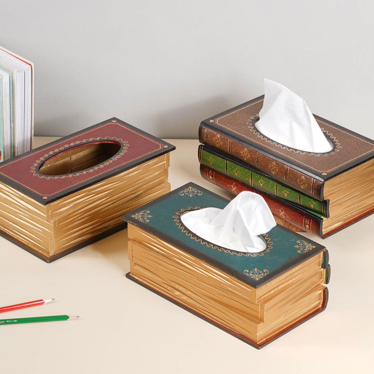 Stacked Books Tissue Box Nestasia